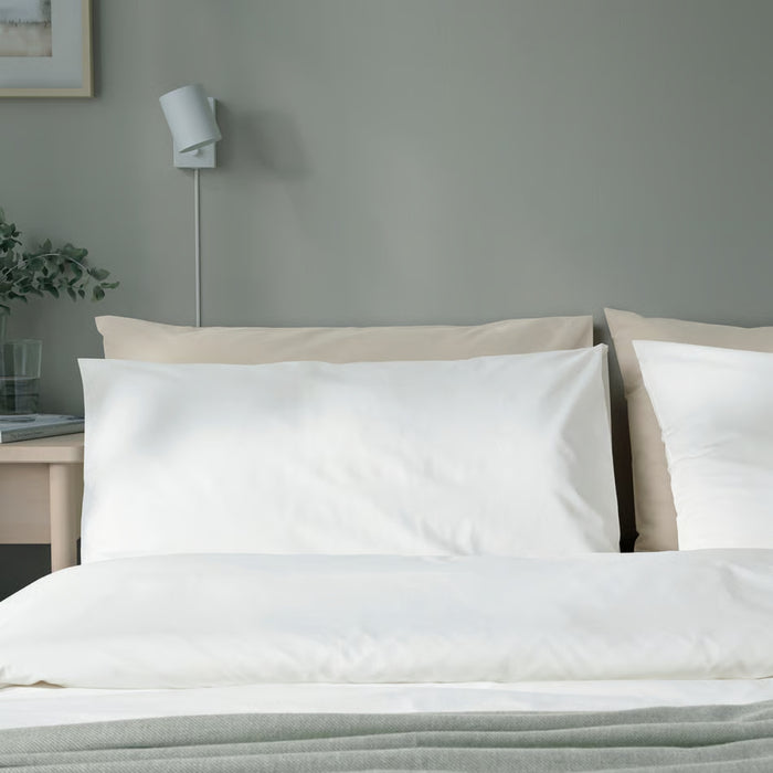 IKEA DVALA Bedding Set: White Flat Sheet (150x260cm) & 2-Pack Matching Pillowcases