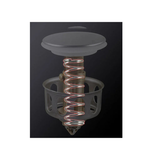 Metallic spring mechanism on a black background