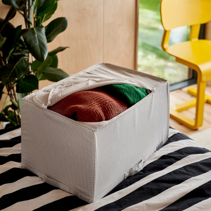 IKEA STUK Storage Case White/Black 34x51x28 cm with ANLEDNING Napkin White/Red 45x45 cm 2 Pack