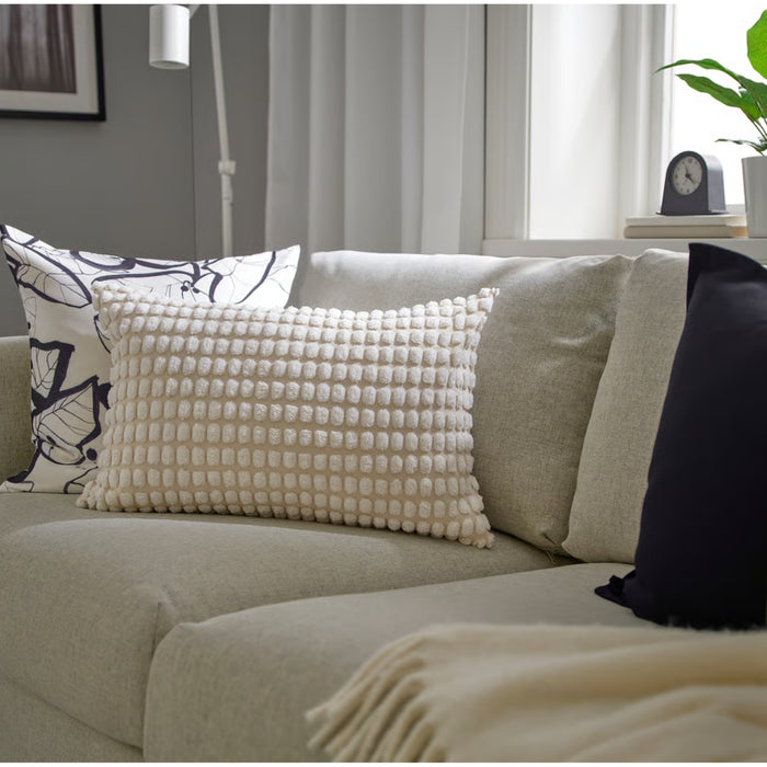 Ikea SVARTPOPPEL Cushion Cover, Off-White, 40x58 cm (16x23) with INGVEIG Cushion Cover, Geometric/Brown blue/white50x50 cm