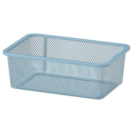 IKEA TROFAST mesh storage box in GrayBlue with airy metal mesh sides and rectangular frame, ideal for organizing supplies