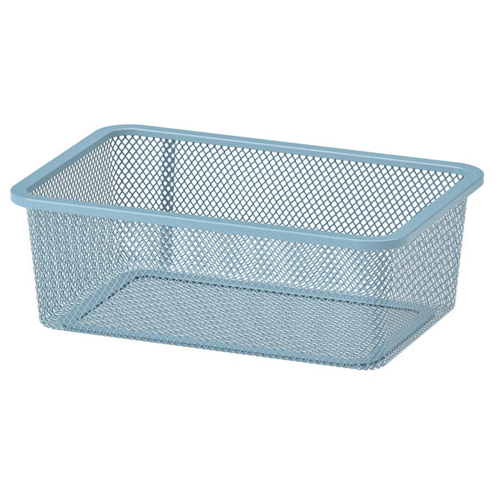 IKEA TROFAST mesh storage box in GrayBlue with airy metal mesh sides and rectangular frame, ideal for organizing supplies