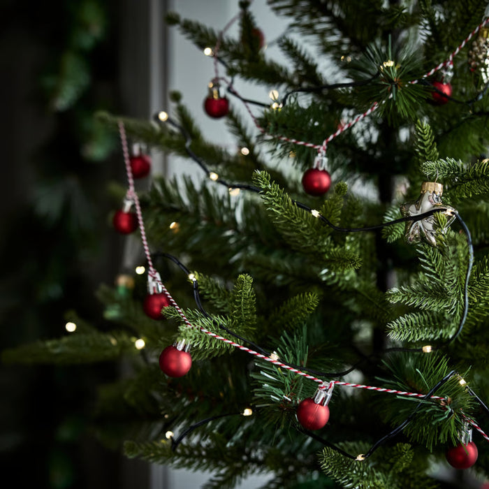 Ikea STRÅLA LED Lighting Chain with 40 Lights, Battery-Operated/Outdoor Black with GOKVÄLLÅ Hanging Decoration, Set of 3, Copper-Colour
