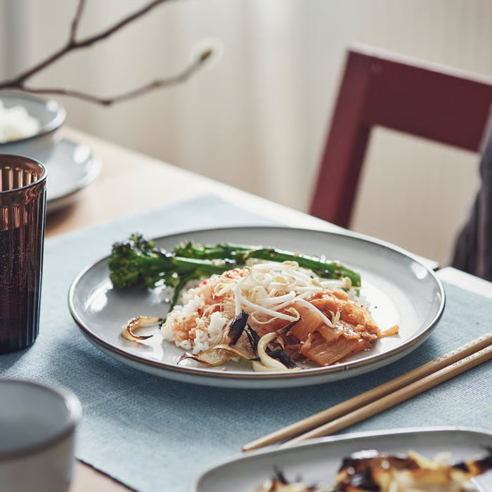 Top view of IKEA GLADELIG round dinner plate, 25 cm