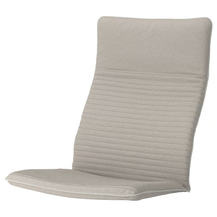 Beige chair cushion with pleated texture on a white background