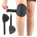 Black knee pad being worn on a person's knee with additional pads displayed.