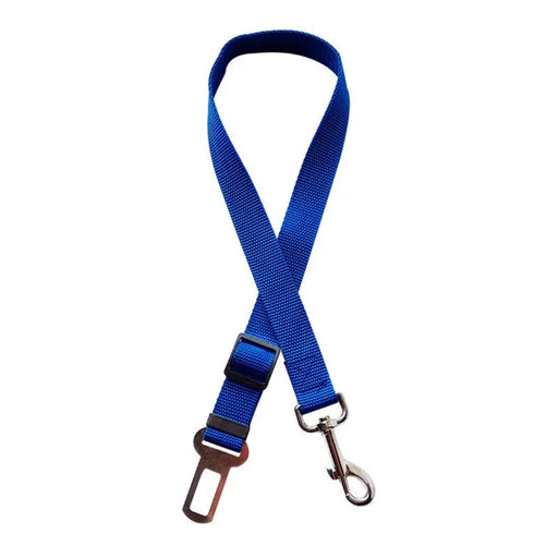 Digital Shoppy Blue adjustable pet seat belt with metal buckle and swivel hook for harness attachment