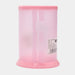 Pink cylindrical container with a clear window on a white background