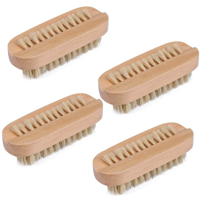 Digital Shoppy Custom Double Side Boar Bristle Nail Cleaning Brush Wooden Handle Pedicure Tool with Nail Dust Removal Feature