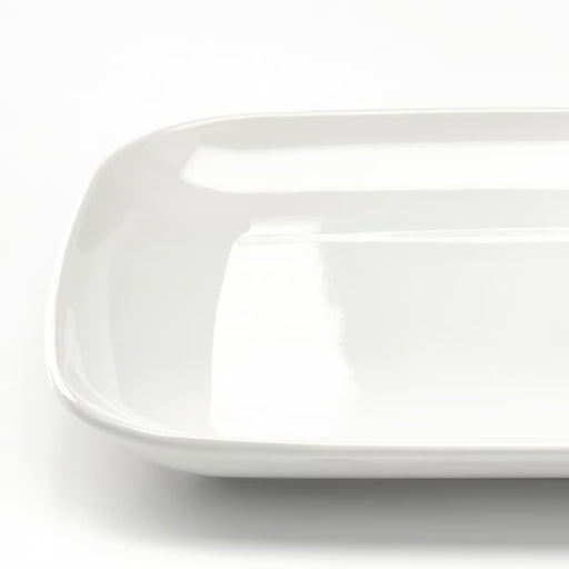 White rectangular plate on a white background