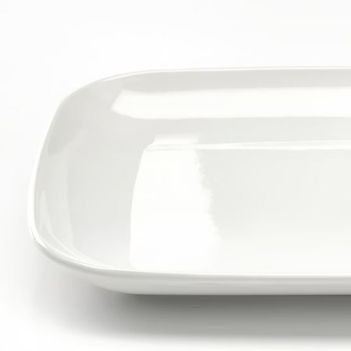 White rectangular plate on a white background