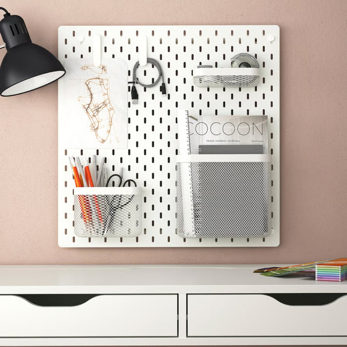 IKEA SKÅDIS Pegboard combination, white, 56x56 cm (22x22 ")