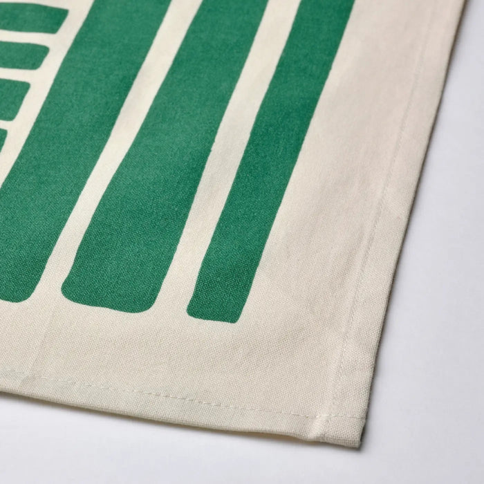 Ikea NÄBBFISK Tablecloth, Patterned Off-White/Dark Green, 145x240 cm with VIKFJÄRD Washcloth, white, 30x30 cm