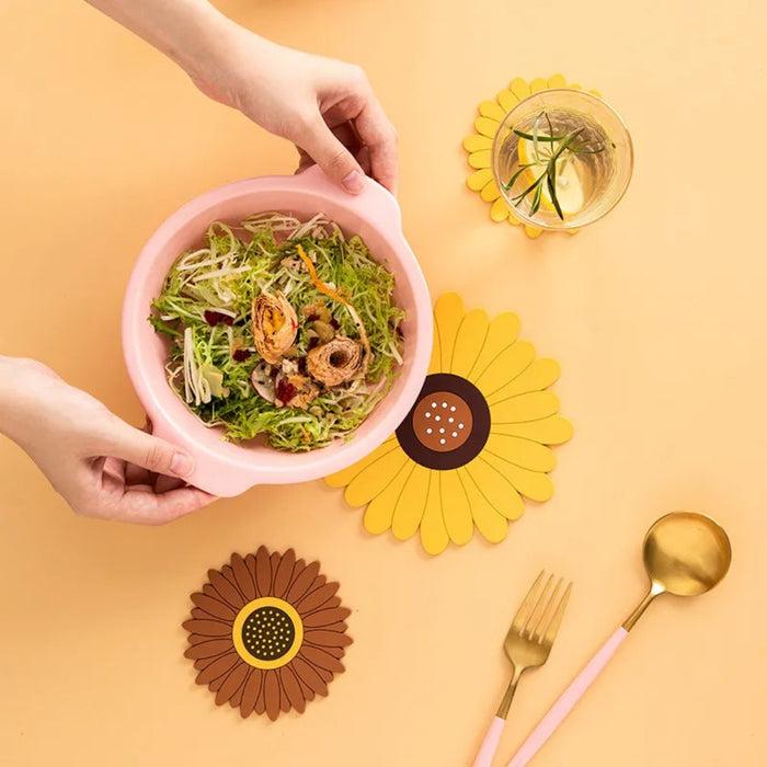 Digital Shoppy  Sunflower Potholder, 19.5 cm – Decorative Heat-Resistant Pad