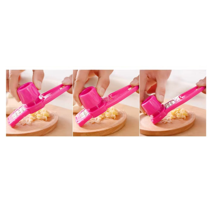 Digital Shoppy Garlic Crusher, Multi-Functional Manual Ginger Grinder, Grater, Cutter and Peeler, Pink, Kitchen Tool