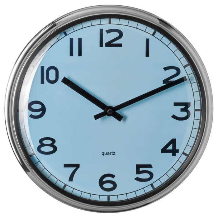 IKEA PUGG Wall Clock Stainless Steel Turquoise 32 cm with VIKFJÄRD Washcloth Pink 30x30 cm
