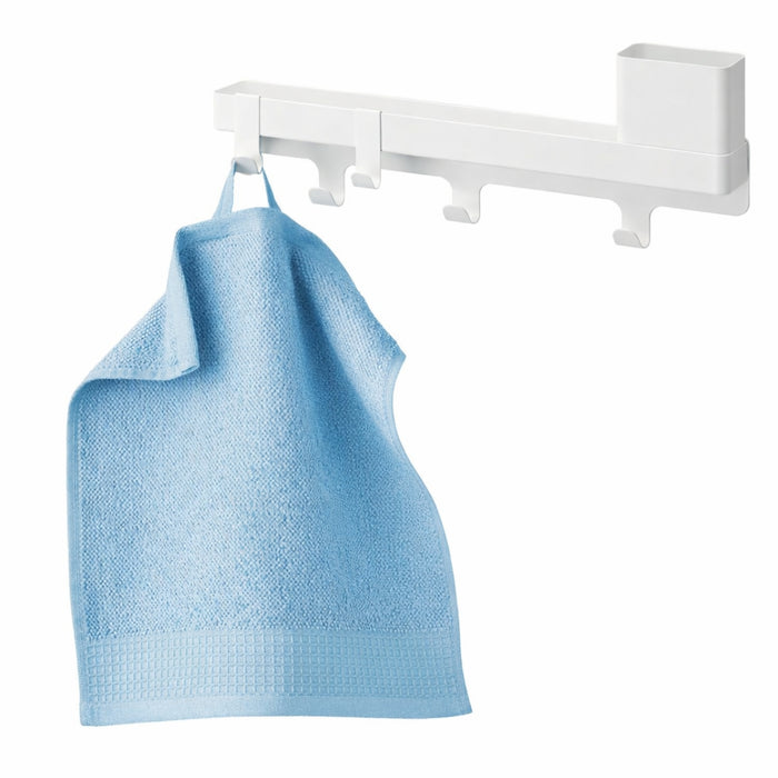 IKEA ALTARLIDEN Hook Rack with Shelf (White) + VINARN Washcloths 2-Pack (Blue) – Bathroom & Entryway Set