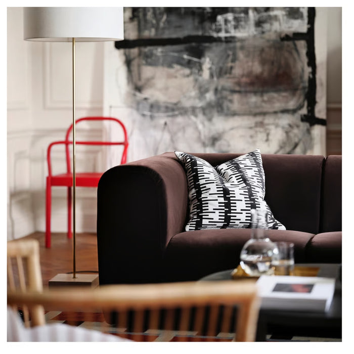 Ikea Stockholm 2025 Cushion Cover, Off-White/Black, 50x50 cm (20x20) with INGVEIG Cushion Cover, Geometric/Brown blue/white50x50 cm