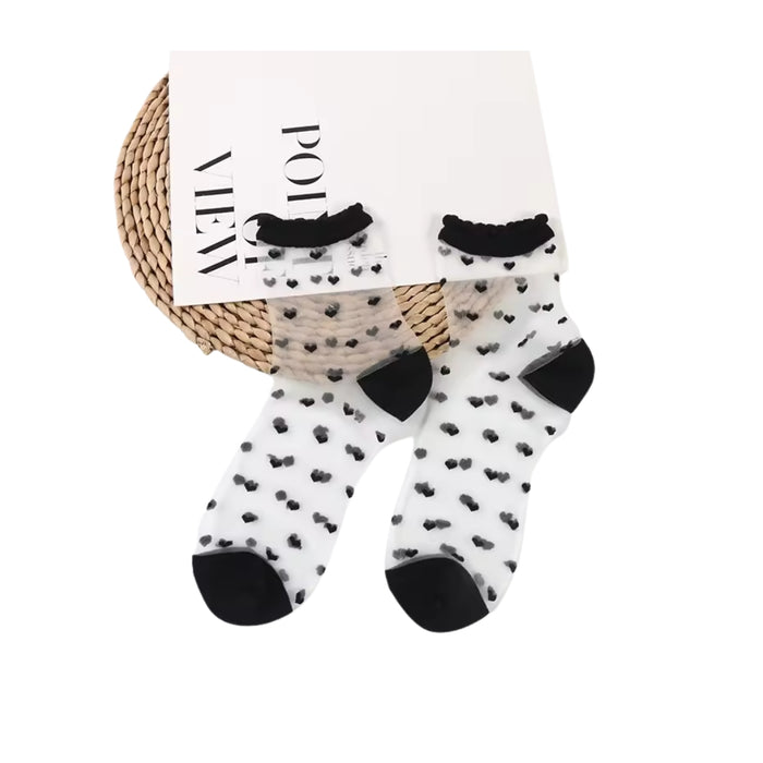 Digital Shoppy Summer Lace Crystal Glass Silk Transparent Socks for Women