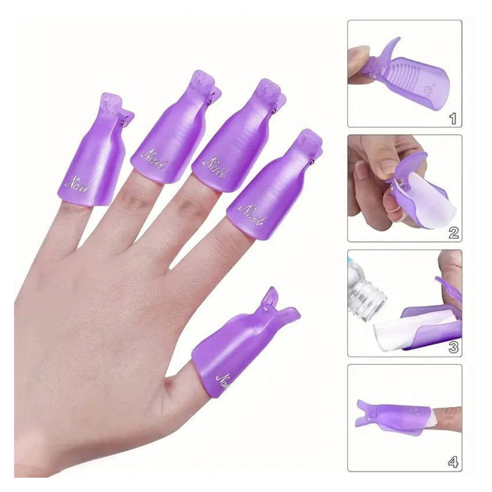Digital Shoppy Reusable Nail Gel Polish Remover Clip Set – Purple Plastic Nail Soak-Off Clips for Easy Gel Polish Removal | 10 Piece Set