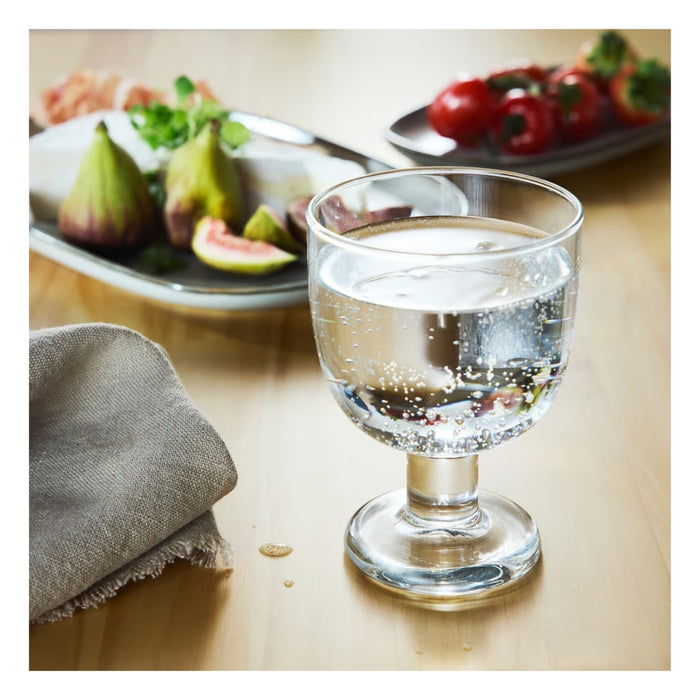 IKEA FRUKTDUVA Goblet, Clear Glass 27cl | Wine & Cocktail Glass with washcloth, grey, 30x30 cm ( 2 pack )