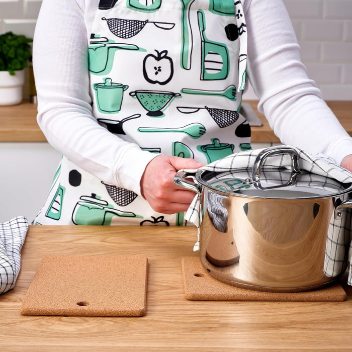 IKEA Cooking Set: Pot with lid 8l, Stainless Steel & 2-Pack HEAT Pot stand, cork, 23x17 cm