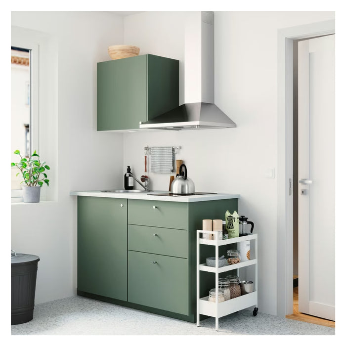 Ikea NISSAFORS Trolley 50.5x19x67 cm (19 7/8x7 1/2x26 3/8 ") with NYCKELN Hand Towel, White/Dark Blue, 40x70 cm