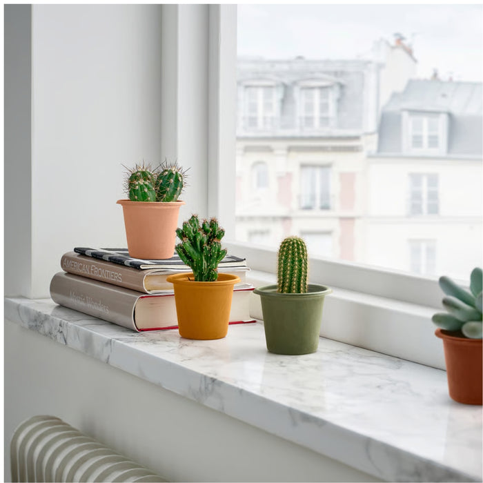 IKEA STJÄRNSLINKE Plant pot, 9 cm (3 ½ ") with  GRADVIS Plant pot, grey6 cm
