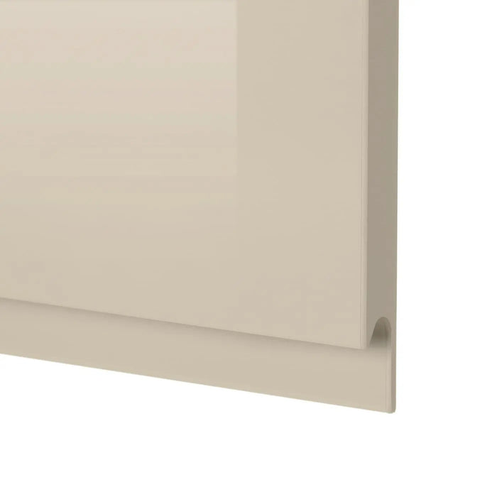 Close-up of a beige roller blind on a white background