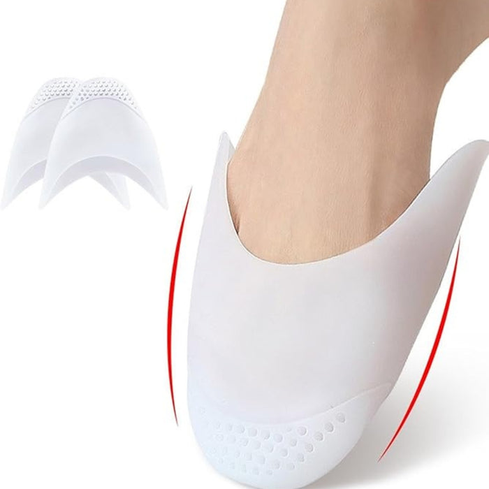 Digital Shoppy silicone toe protector worn on foot with textured grip dots for cushioning