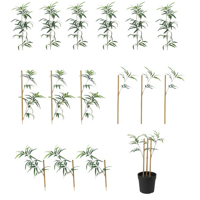 Ikea FEJKA Artificial Potted Plant, in/Outdoor Bamboo, 23 cm (9 ") with Artificial Potted Plant with Pot, in/Outdoor White/Green, 6 cm