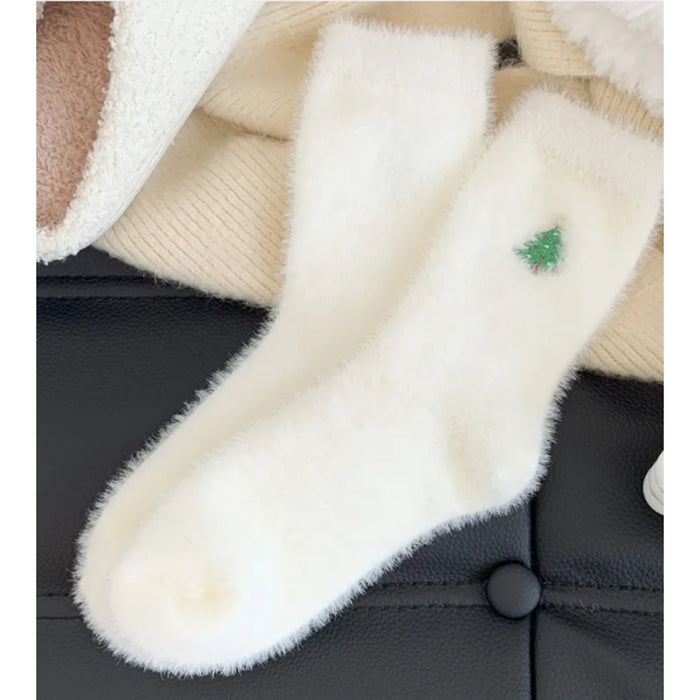 Digital Shoppy Women's Autumn And Winter Style White Mink Fur Christmas Stockings