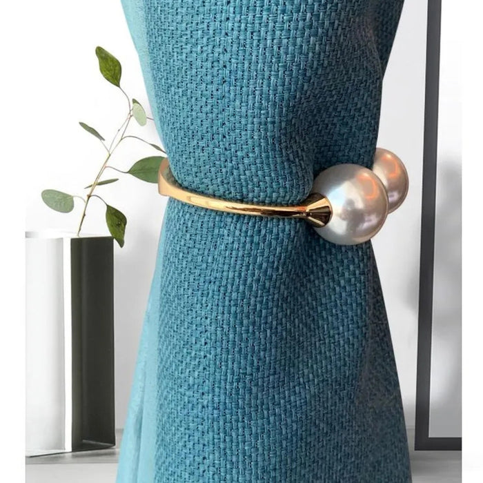 Digital Shoppy Light Luxury Pearl Curtain Tieback – Single Piece, Alloy Spring Design for Living Room & Bedroom Décor