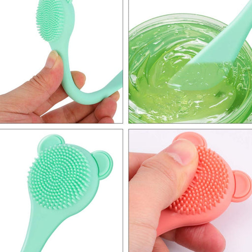 Silicone Nasal Wash Tool – Green, Double-Sided Nose Brush for Deep Cleaning, close-up of brush head inserted into nostril for demonstration
