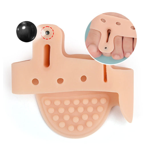 Dog-shaped silicone paw cleaner with close-up of paw on a white background