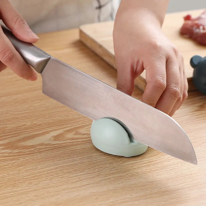 Digital Shoppy Cartoon Knife Sharpener – Sky Blue Whetstone Tool for Kitchen Knives & Scissors