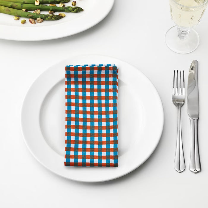 IKEA URSPRUNGLIG Napkin, white/blue, 25x25 cm 2 pack (10x10 " 2 pack)
