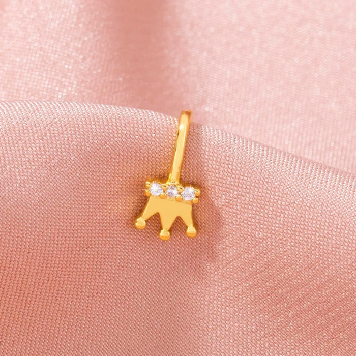 Digital Shoppy Gold Crown Nose Clip – Non-Pierced Micro-Inlaid Zircon Stud for Women