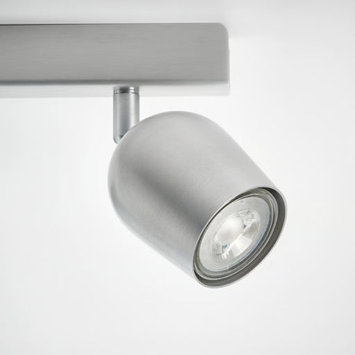 Close-up of RÖKFRI ceiling-mounted spotlight in sleek aluminium finish