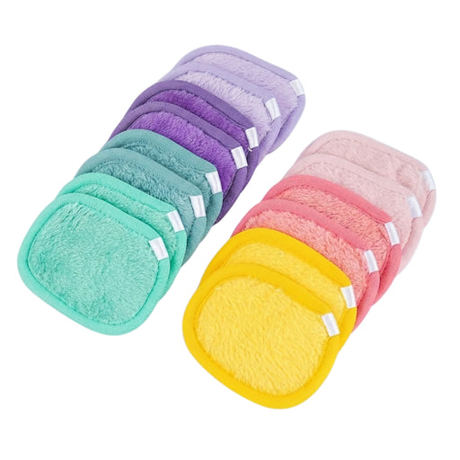 Digital Shoppy makeup remover pads – colorful square flannel pads with soft texture and white tags