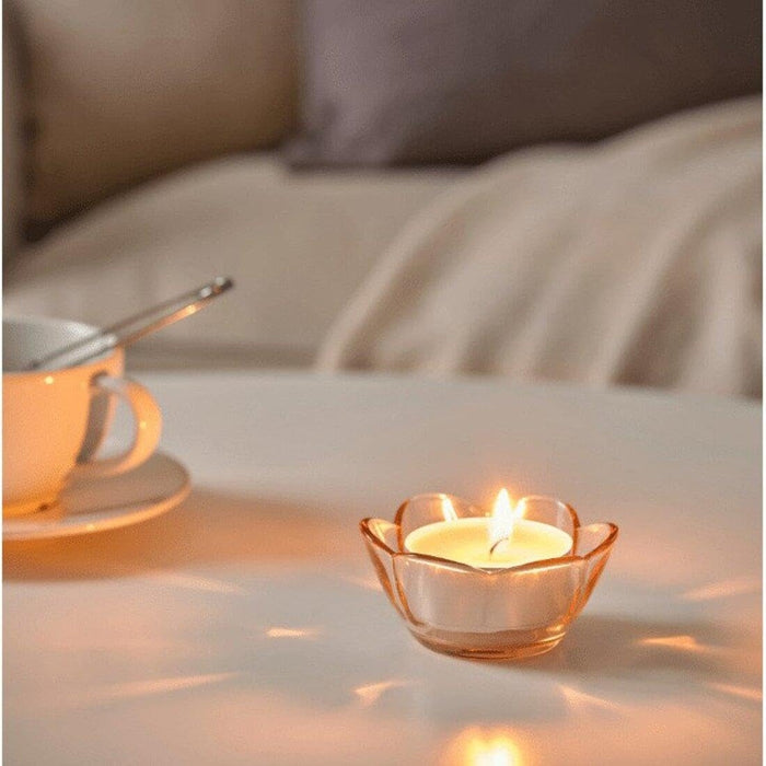 IKEA LÖVSKOGSLUND Scented Tealight Apple Light Green 3.5 hr 30 Pack with VANLIGEN Tealight Holder Light Pink