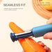 Blue vegetable peeler peeling an orange carrot with text 'Seamless Fit' and 'One Thing Multi Purpose'.