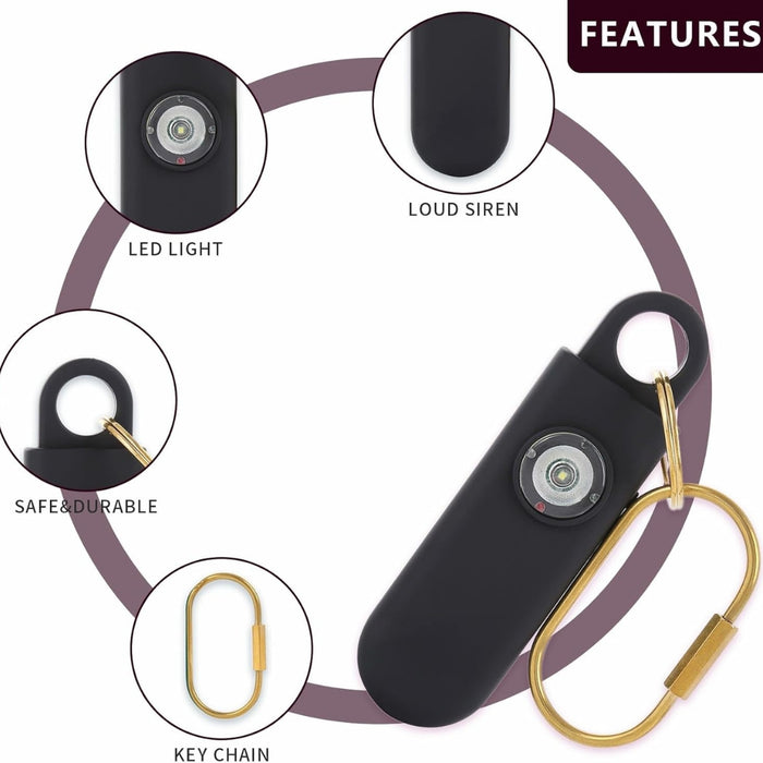 Digital Shoppy Personal Safety Alarm – Anti-Lost Wolf Device with Gold Chain, Black