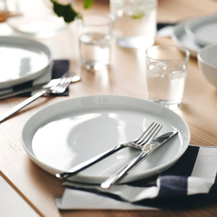 IKEA Tableware Set: IKEA 365+  Plate (White, 24 cm) & VINTERFINT Porcelain Bowl (White/Red, 13 cm / 400 ml)