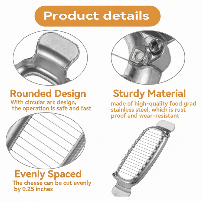 Digital Shoppy Stainless Steel Butter and Cheese Slicer, Evenly Spaced Wire Cutter, Polished Style, Manual