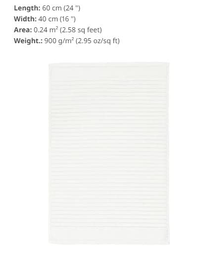IKEA ALSTERN Bath mat, white, 40x60 cm