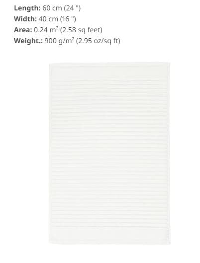 IKEA White Bathroom Essentials Set – Bath Mat 40x60 cm, Bath Towel 70x140 cm & Bath Robe (L/XL)