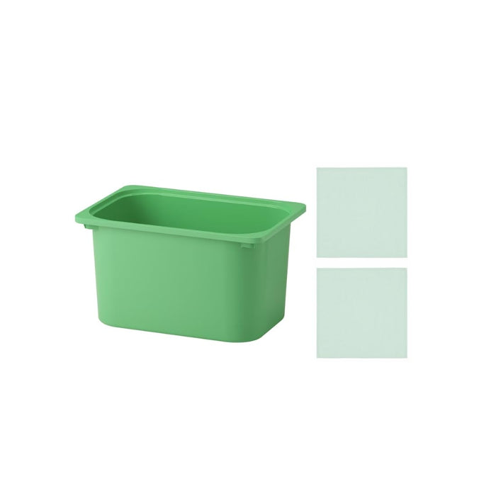Ikea TROFAST Storage Box Bright Green 42x30x23 cm with Napkins light turquoise/dark green-blue, 35x35 cm (14x14) (4 pack)