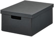 IKEA FJÄDERHARV storage box with lid in anthracite—rectangular shape with cut-out front handle, ideal for organizing papers, gadgets, or accessories – 90596920.