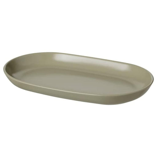 IKEA FÄRGKLAR matt green oval serving plate 36x22 cm stoneware with smooth matte glaze #60540958